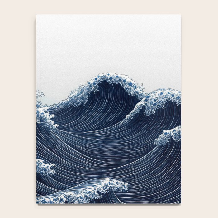 Japanese Wall Art Wave Poster Ocean Wall Art Minimalist Print Blue Japandi Art Wabi Sabi Painting Notebook Gallery Image 4