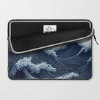 Japanese Wall Art Wave Poster Ocean Wall Art Minimalist Print Blue Japandi Art Wabi Sabi Painting Laptop Sleeve Gallery Image 2