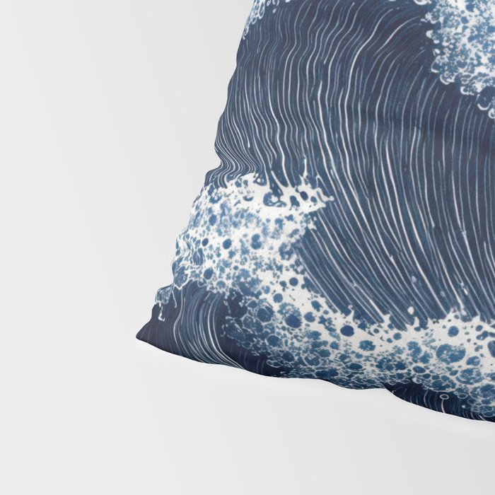 Japanese Wall Art Wave Poster Ocean Wall Art Minimalist Print Blue Japandi Art Wabi Sabi Painting Pillow Sham Gallery Image 4