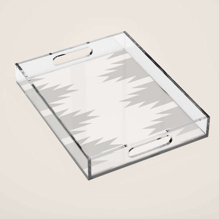 Geometric Southwestern Minimalism - White and Grey Acrylic Tray Gallery Image 1