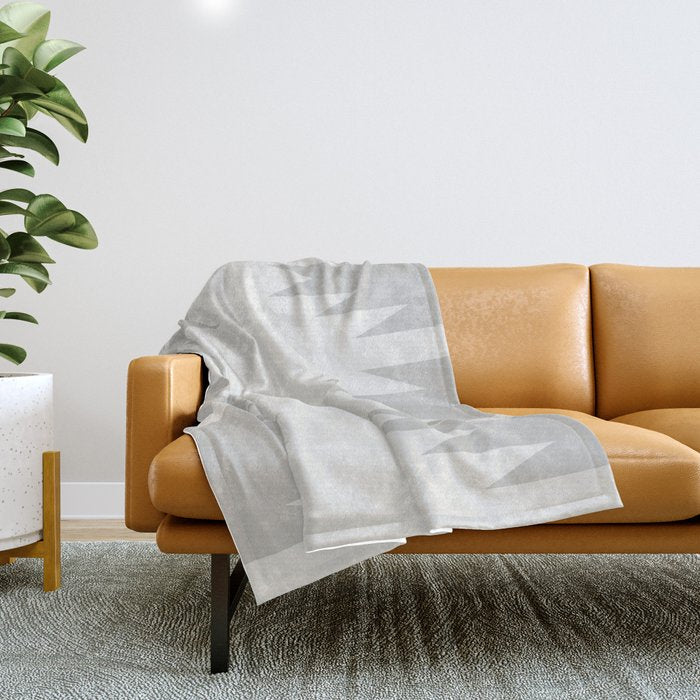 Geometric Southwestern Minimalism - White and Grey Throw Blanket Gallery Image 1