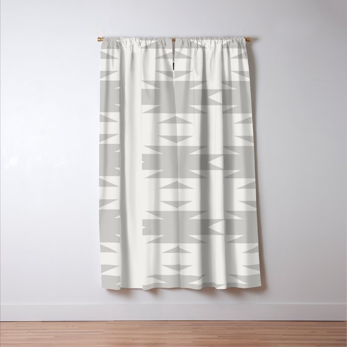 Geometric Southwestern Minimalism - White and Grey Window Curtain Gallery Image 3