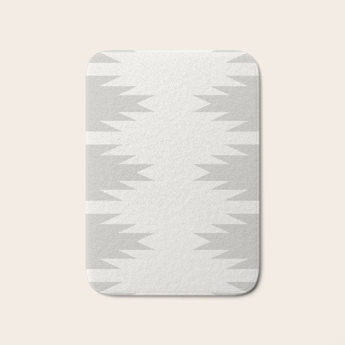 Geometric Southwestern Minimalism - White and Grey Bath Mat Gallery Image 1