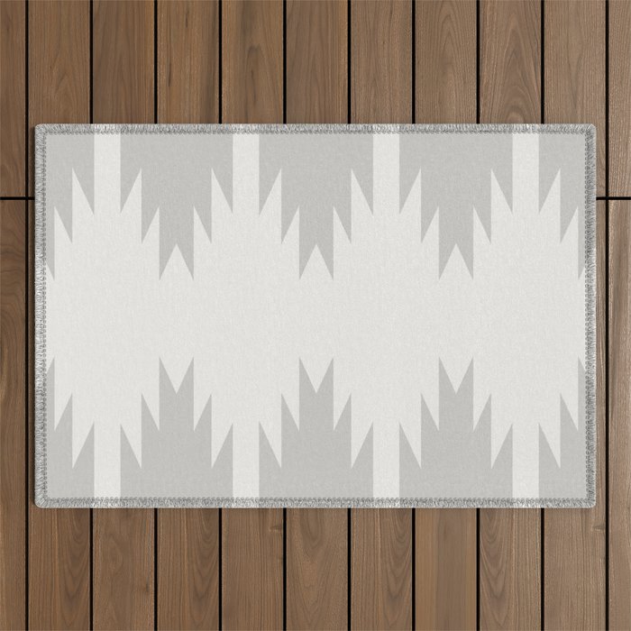 Geometric Southwestern Minimalism - White and Grey Outdoor Rug Gallery Image 1