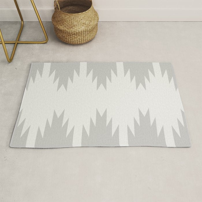 Geometric Southwestern Minimalism - White and Grey Rug Gallery Image 1