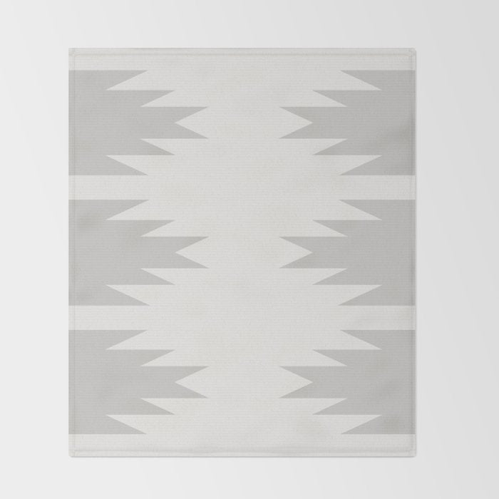 Geometric Southwestern Minimalism - White and Grey Throw Blanket Gallery Image 2