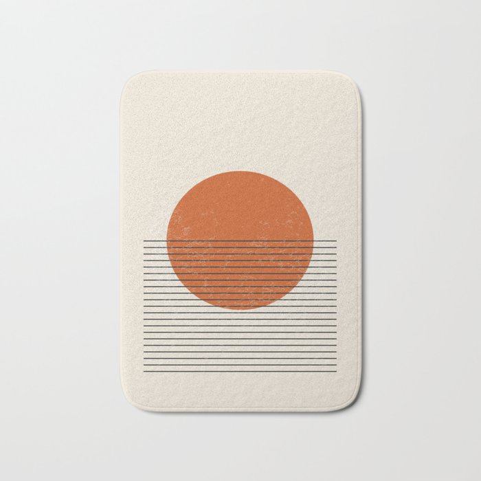 Red Sunset Circle Stripes Mid Century Modern Minimalist Rothko Inspired Colourfield Stripes Bath Mat Gallery Image 1