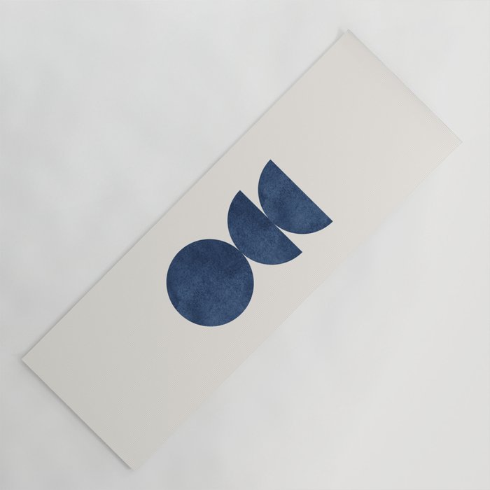 Woodblock navy blue Mid century modern Yoga Mat Gallery Image 1