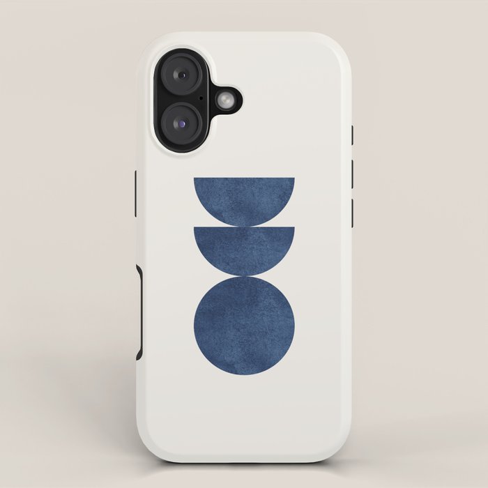 Woodblock navy blue Mid century modern iPhone Case Gallery Image 1