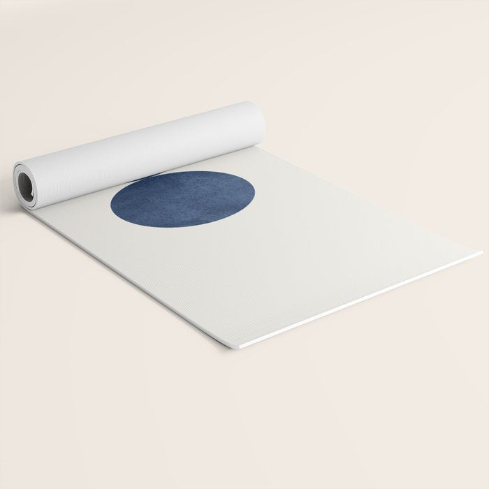 Woodblock navy blue Mid century modern Yoga Mat Gallery Image 2