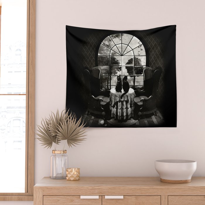 Room Skull B&W Wall Tapestry Gallery Image 2