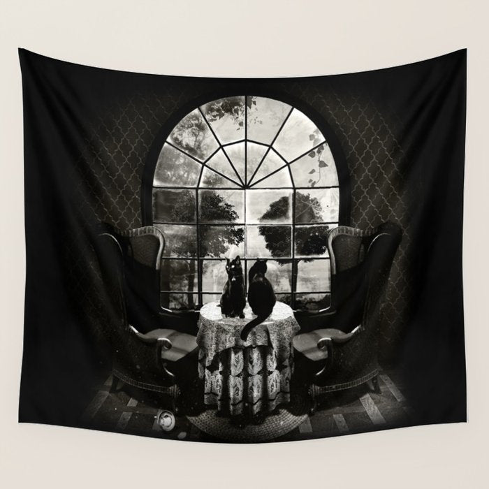 Room Skull B&W Wall Tapestry Gallery Image 1