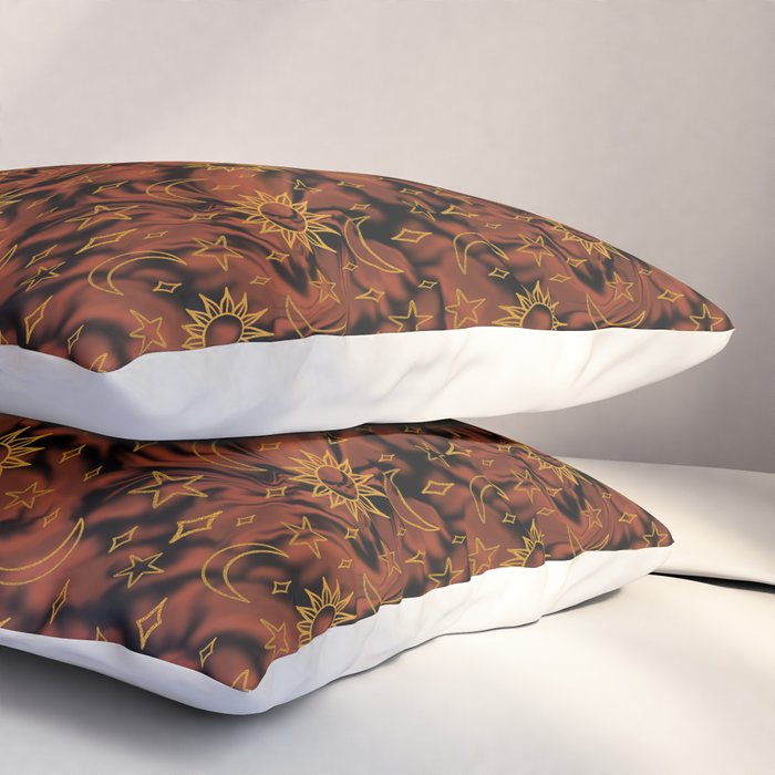 Tie Dye Moon and Star Print in Orange Pillow Sham Gallery Image 3