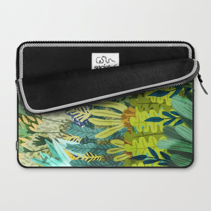 Wild Jungle Painting, Forest Dark Botanical Nature, Plants Tropical Eclectic Modern Illustration Laptop Sleeve Gallery Image 2