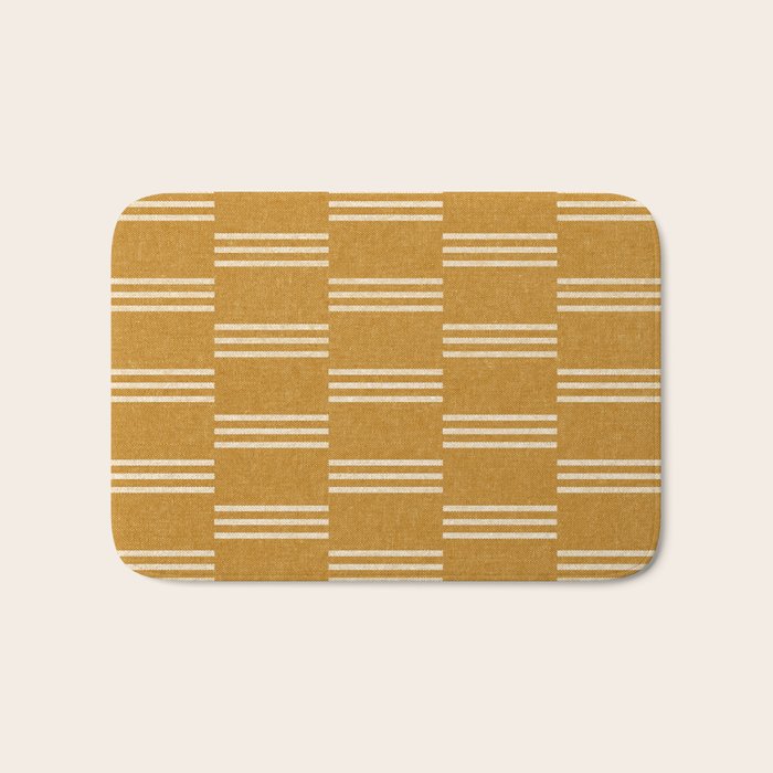 ella stripe - mustard Bath Mat Gallery Image 1