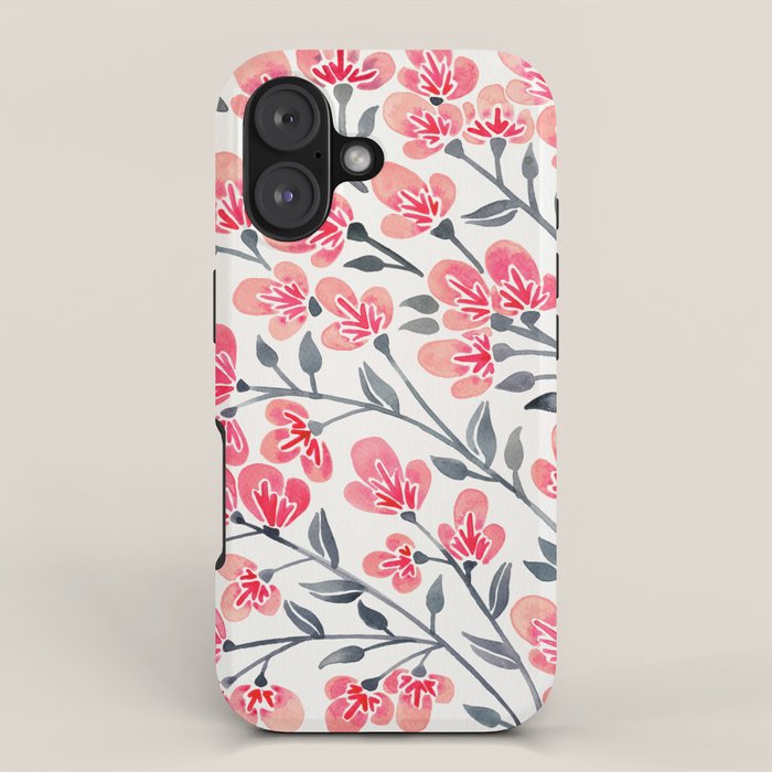 Cherry Blossoms - Pink & Black Palette iPhone Case Gallery Image 1