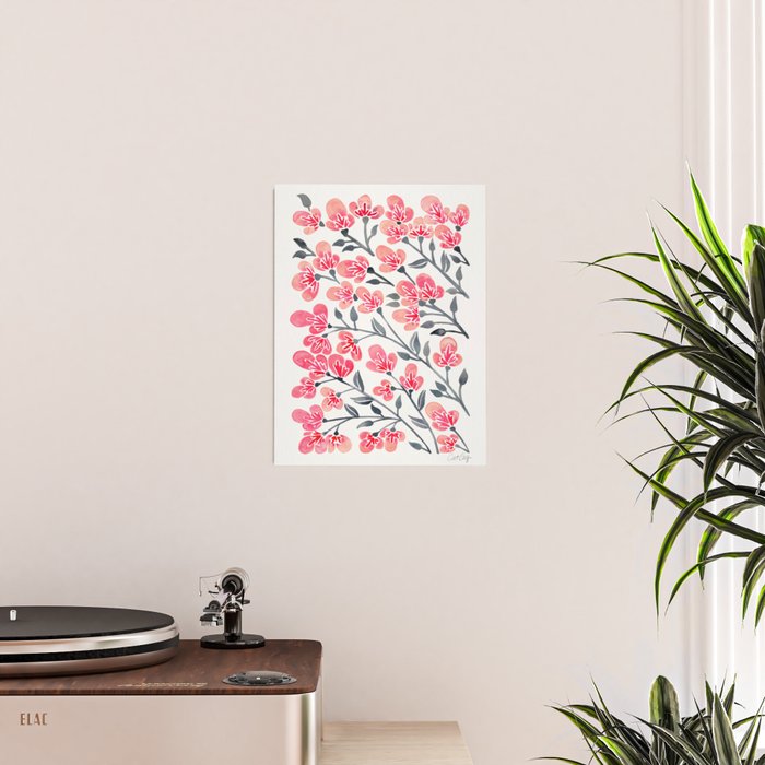 Cherry Blossoms - Pink & Black Palette Poster Gallery Image 2