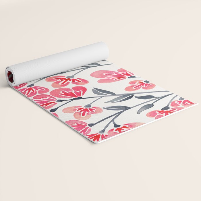 Cherry Blossoms - Pink & Black Palette Yoga Mat Gallery Image 2