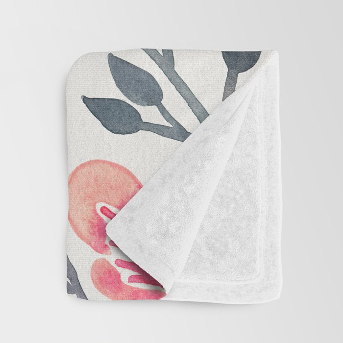 Cherry Blossoms - Pink & Black Palette Throw Blanket Gallery Image 3