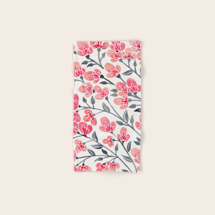 Cherry Blossoms - Pink & Black Palette Bath Towel Gallery Image 1