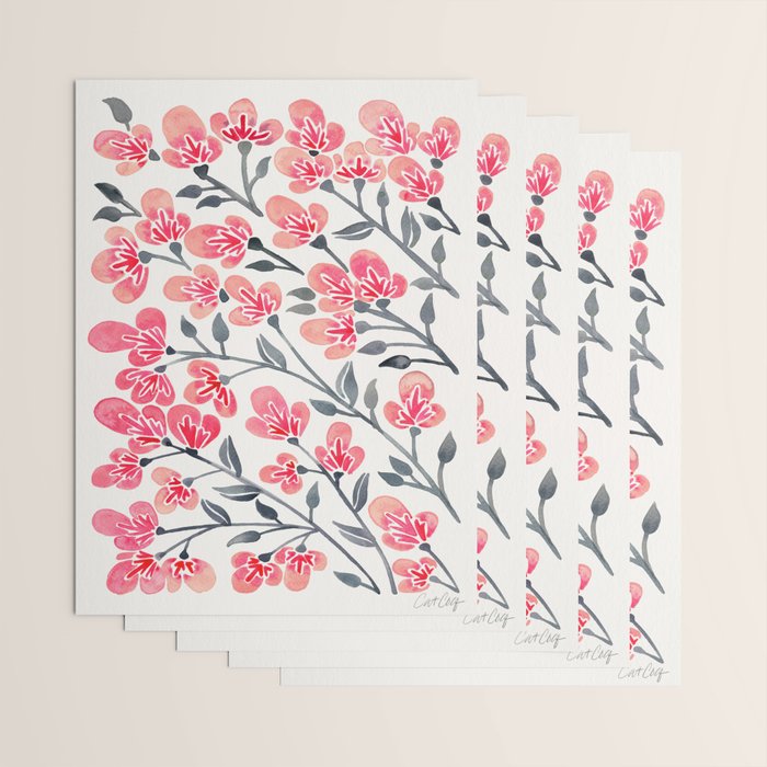 Cherry Blossoms - Pink & Black Palette Wrapping Paper Gallery Image 3