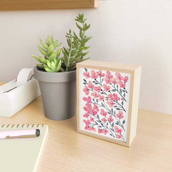 Cherry Blossoms - Pink & Black Palette Mini Art Print Gallery Image 2