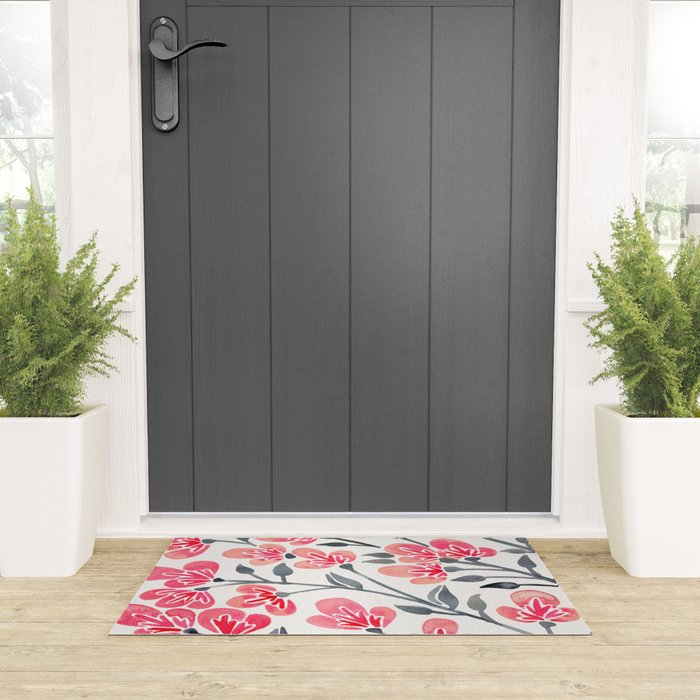 Cherry Blossoms - Pink & Black Palette Welcome Mat Gallery Image 3