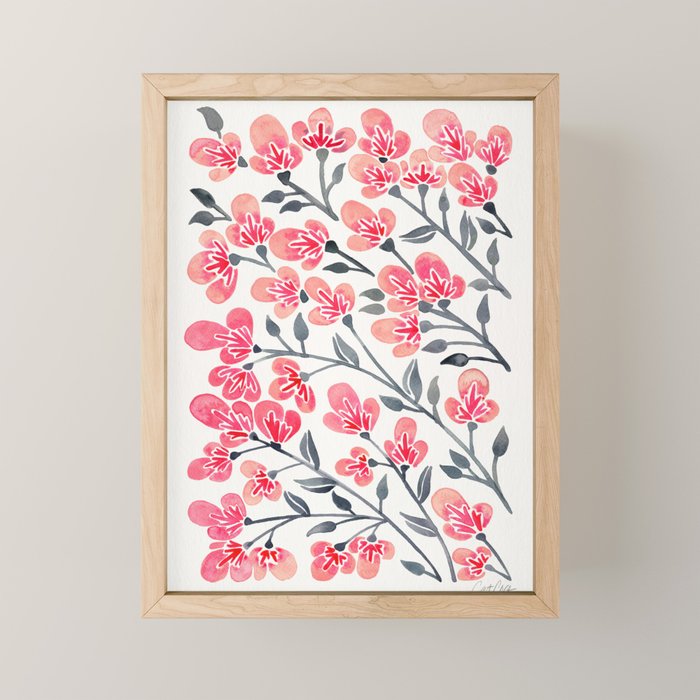 Cherry Blossoms - Pink & Black Palette Mini Art Print Gallery Image 1