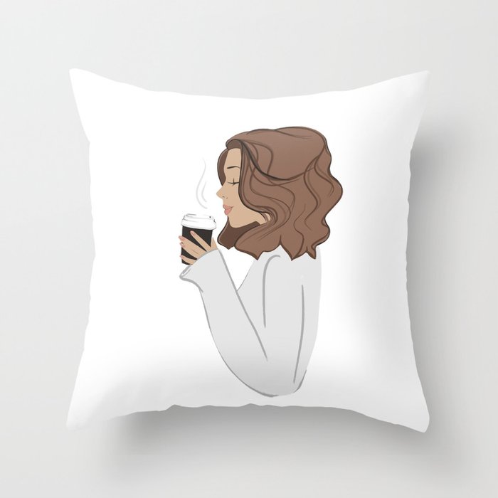 Coffee Girl Sabina Fenn Throw Pillow Gallery Image 6
