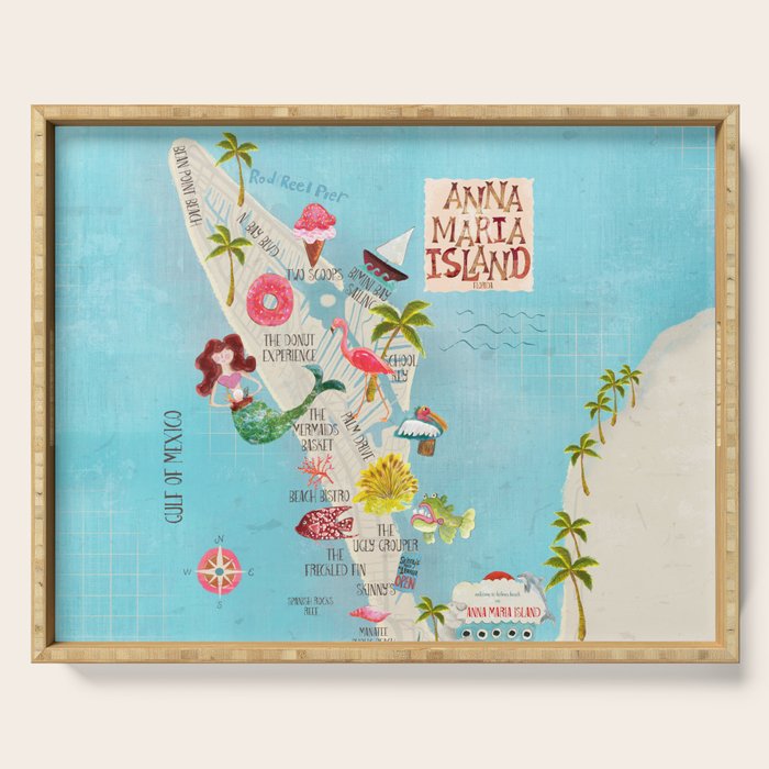 Anna Maria Island Map Serving Tray Gallery Image 1