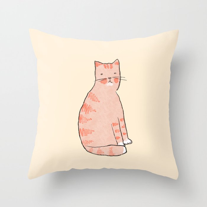 Orange cat Throw Pillow Gallery Image 1