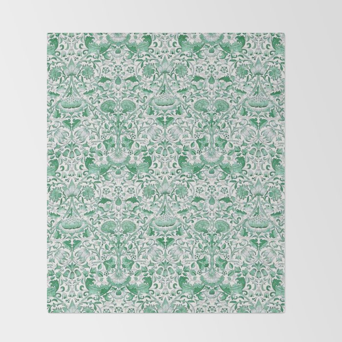William Morris Lodden Vintage Green Throw Blanket Gallery Image 2