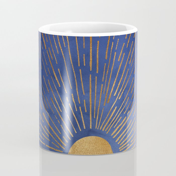 Twilight Blue and Metallic Gold Sunrise Coffee Mug Gallery Image 4