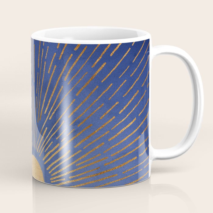 Twilight Blue and Metallic Gold Sunrise Coffee Mug Gallery Image 1