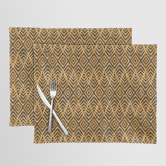 Feather Ikat - Marigold and black Placemat Gallery Image 1