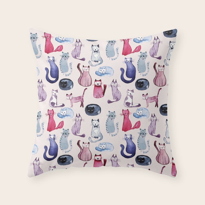 Cats in ink Throw Pillow Gallery Image 6