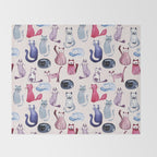 Cats in ink Throw Blanket Gallery Image 2