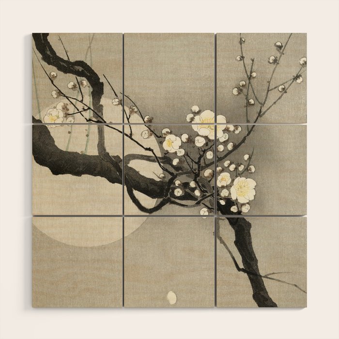 Ohara Koson, Blossoming Tree And Full Moon - Vintage Japanese Woodblock Print Wood Wall Art Gallery Image 1