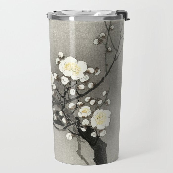 Ohara Koson, Blossoming Tree And Full Moon - Vintage Japanese Woodblock Print Travel Mug Gallery Image 2