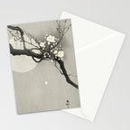 Ohara Koson, Blossoming Tree And Full Moon - Vintage Japanese Woodblock Print Stationery Card Gallery Image 2