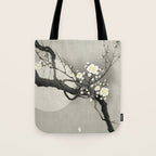 Ohara Koson, Blossoming Tree And Full Moon - Vintage Japanese Woodblock Print Tote Bag Gallery Image 1