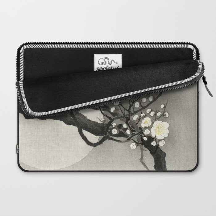 Ohara Koson, Blossoming Tree And Full Moon - Vintage Japanese Woodblock Print Laptop Sleeve Gallery Image 2
