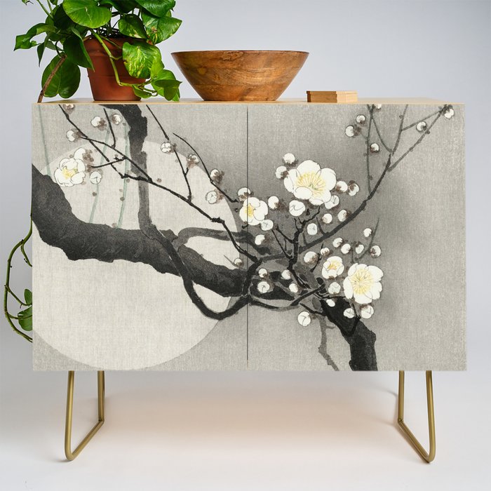 Ohara Koson, Blossoming Tree And Full Moon - Vintage Japanese Woodblock Print Credenza Gallery Image 1