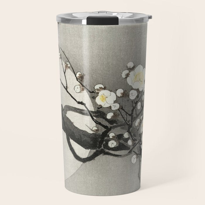 Ohara Koson, Blossoming Tree And Full Moon - Vintage Japanese Woodblock Print Travel Mug Gallery Image 1