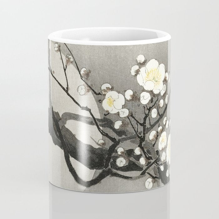 Ohara Koson, Blossoming Tree And Full Moon - Vintage Japanese Woodblock Print Coffee Mug Gallery Image 4