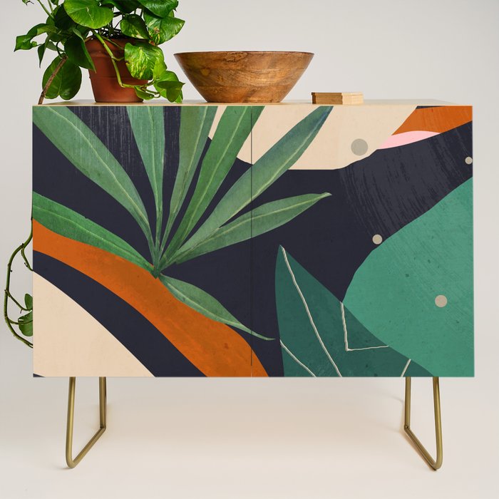 Abstract Art Tropical Leaves 41 Credenza Gallery Image 1