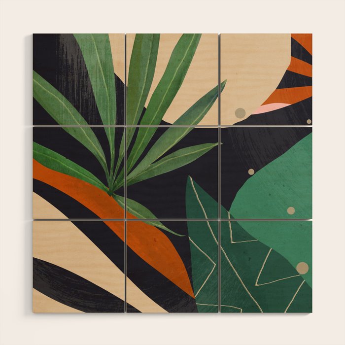 Abstract Art Tropical Leaves 41 Wood Wall Art Gallery Image 1