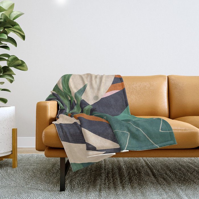 Abstract Art Tropical Leaves 41 Throw Blanket Gallery Image 1