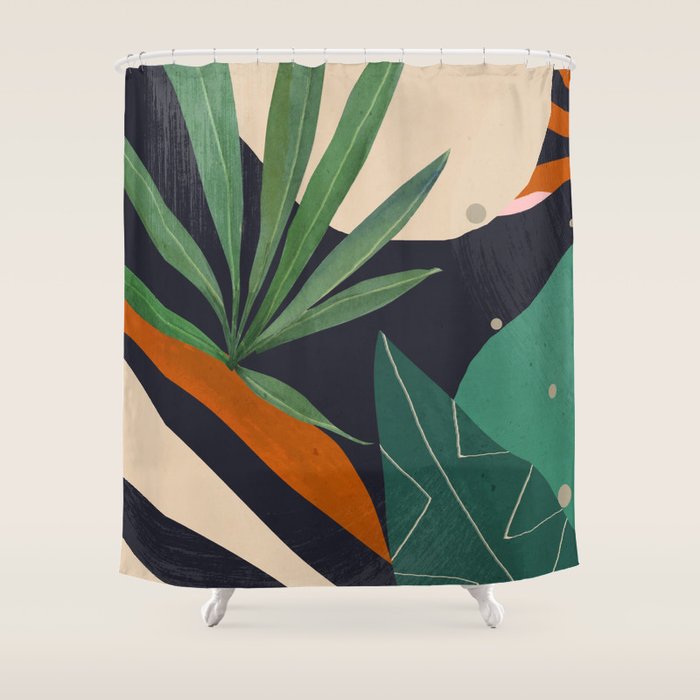 Abstract Art Tropical Leaves 41 Shower Curtain Gallery Image 1