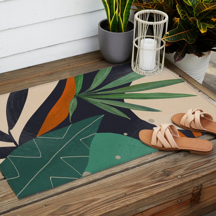 Abstract Art Tropical Leaves 41 Outdoor Rug Gallery Image 2